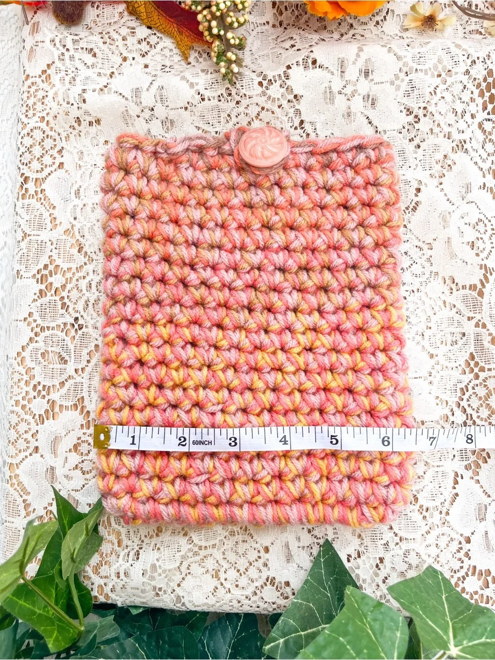 Handmade Chunky Crochet Kindle Case in Pink Multi